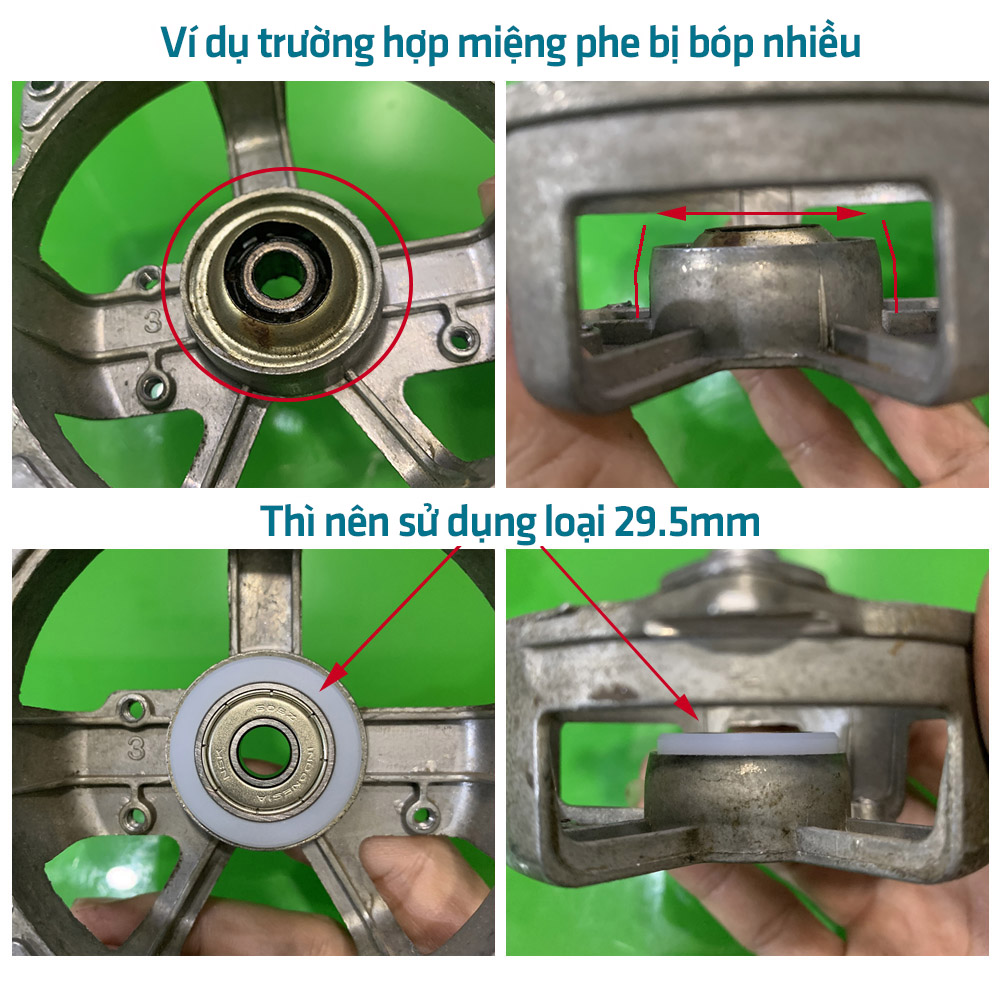 Sơ mi nhựa vòng đệm phụ kiện chuyển quạt chạy bạc sang dùng bi loại chuẩn siêu êm