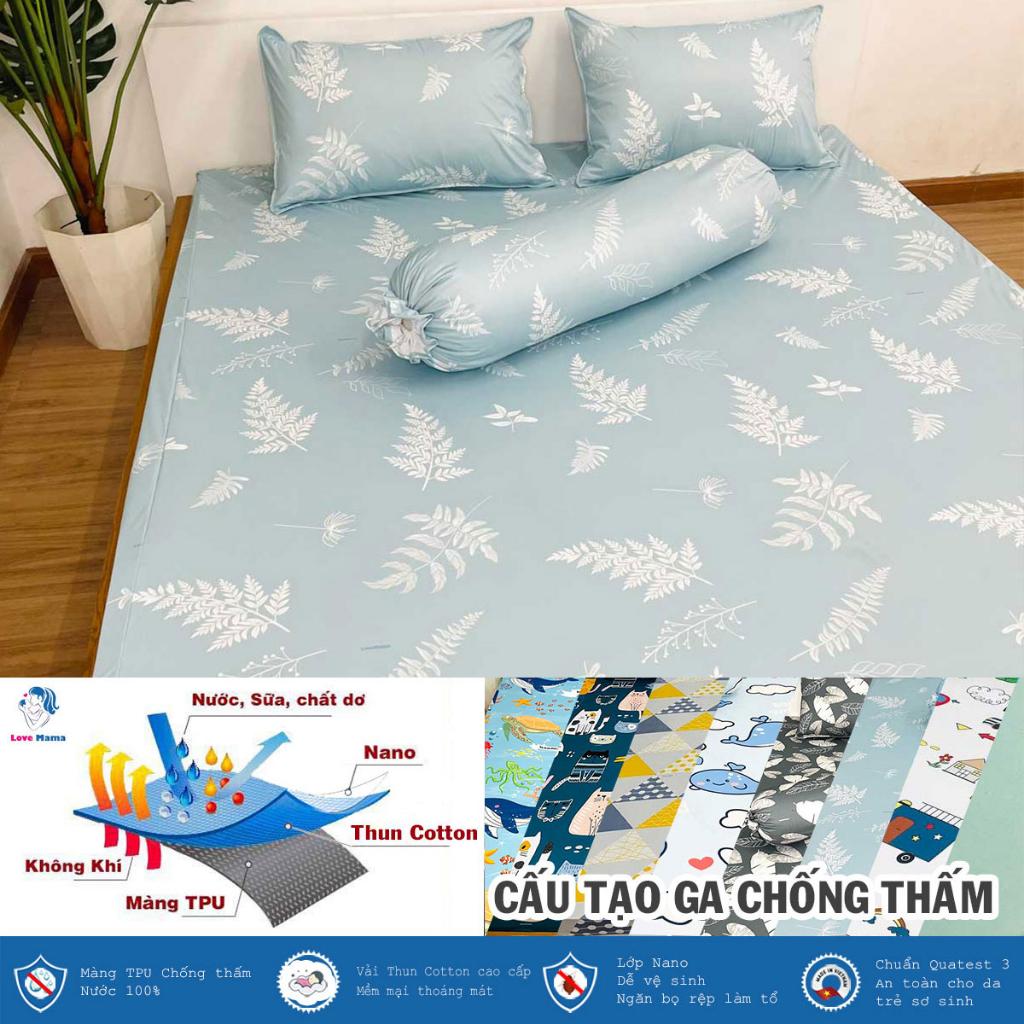 Ga chống thấm Cotton cao cấp lá cây không nóng bí hơi, không sột soạt thoáng mát