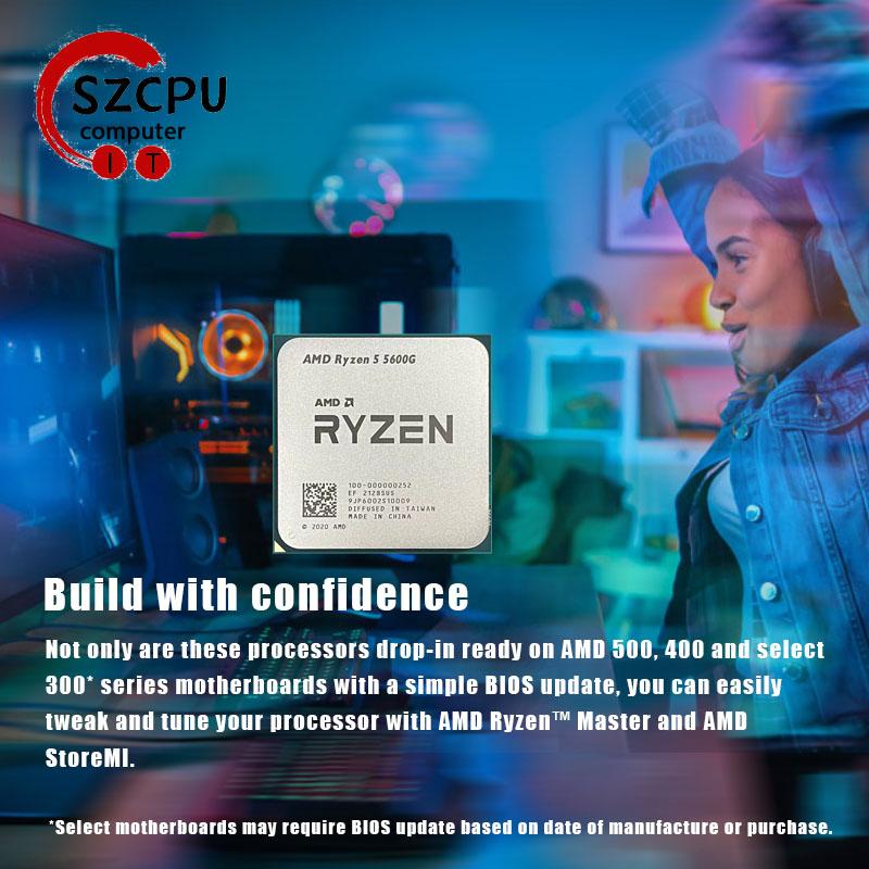 AMD Ryzen 5 5600G MỚI R5 5600G 3.9 GHz Six Core Twelve-THREAD 65W CPU Processor L3 = 16M 100-000000252 AM4 MỚI nhưng không có quạt