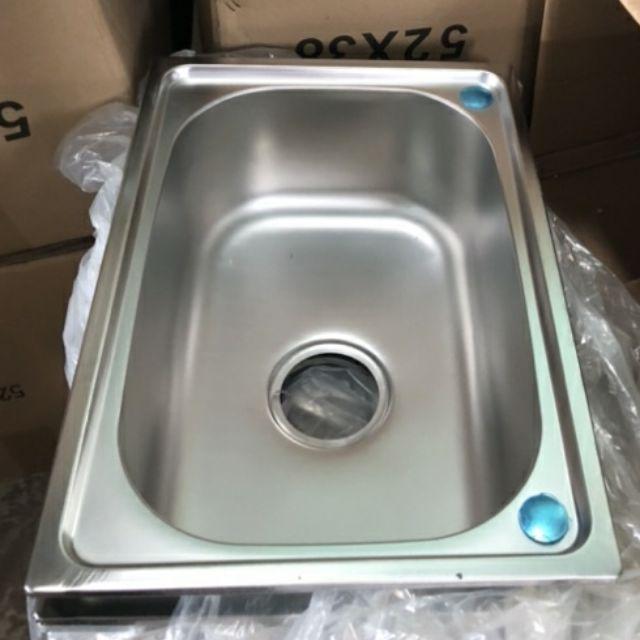 CHẬU CHÉN INOX 1 HỘC _ kích thước 60x45cm