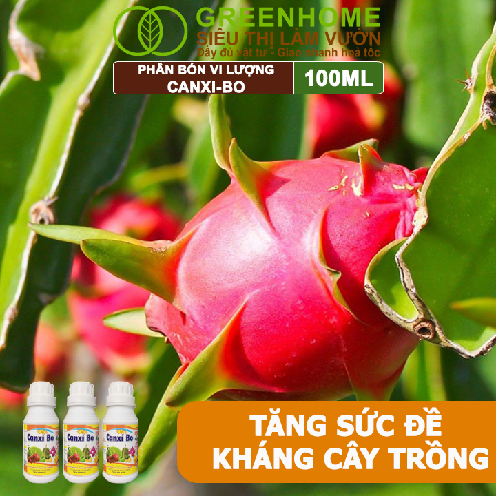 Phân Bón Vi Lượng Canxi Bo Greenhome, Chai 100ml, Kích Rễ, Chống Rụng Trái Non Trên Cây Trồng