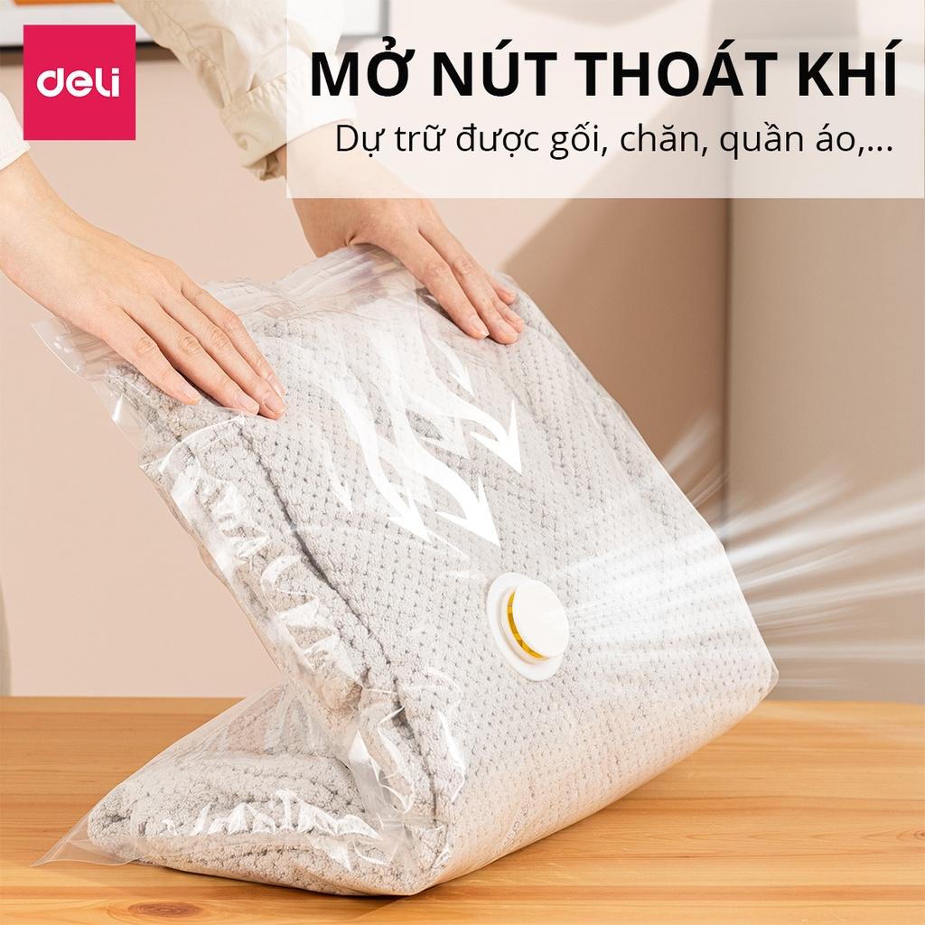 [KHÔNG CẦN DÙNG BƠM] Túi Hút Chân Không Đựng Quần Áo Chăn Ga Gối , Thú Bông Deli - Loại Dày Cao Cấp Bọc Để Chăn Màn 2 Lớp Khóa Zip Chống Rò Rỉ Hơi Bảo Vệ Quần Áo, Chăn Ga Khỏi Ẩm, Nấm Mốc, Chống Nước Tuyệt Đối