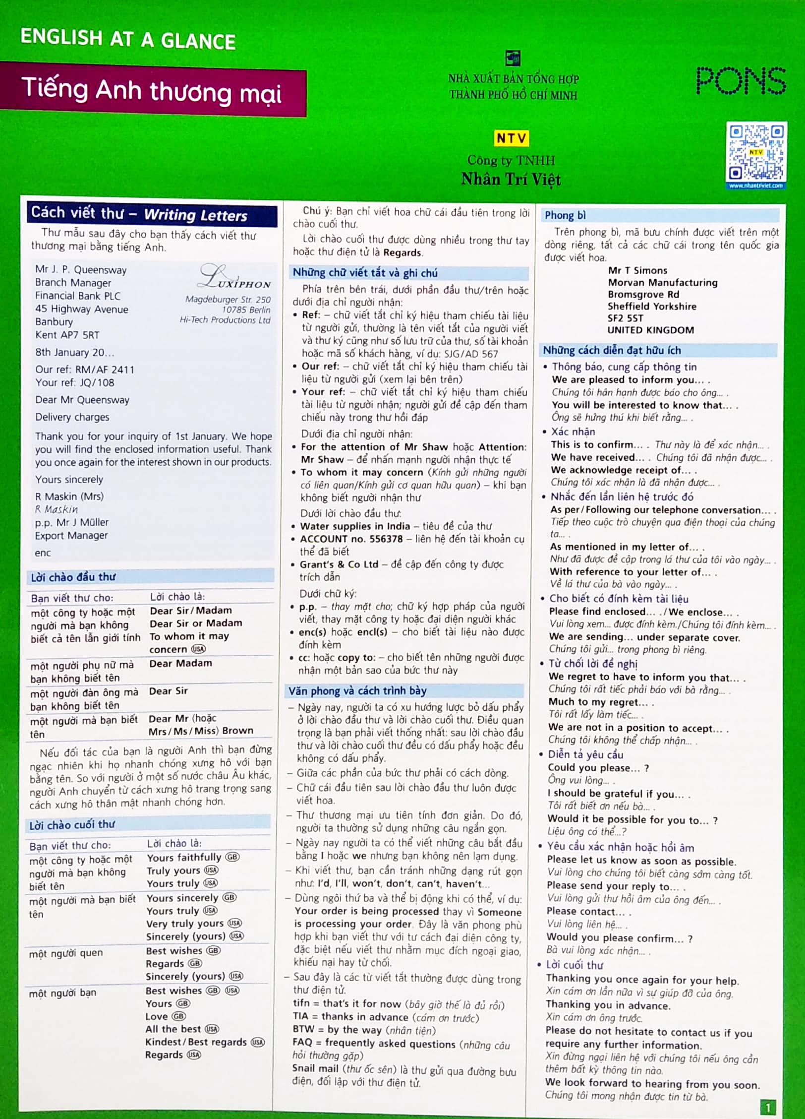 Sách English At A Glance – Tiếng Anh Thương Mại