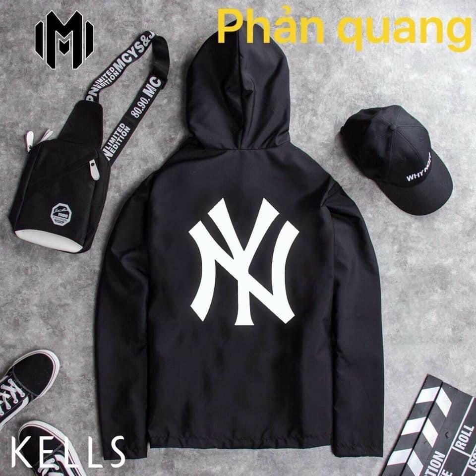 Áo Khoác Dù Mặt Trăng Phản Quang Chống Nắng Nam Nữ Cặp ĐôiHOT RẺ ĐẸP, Áo Gió NY Màu Đen Unisex Kiểu Rộng Couple Jackets