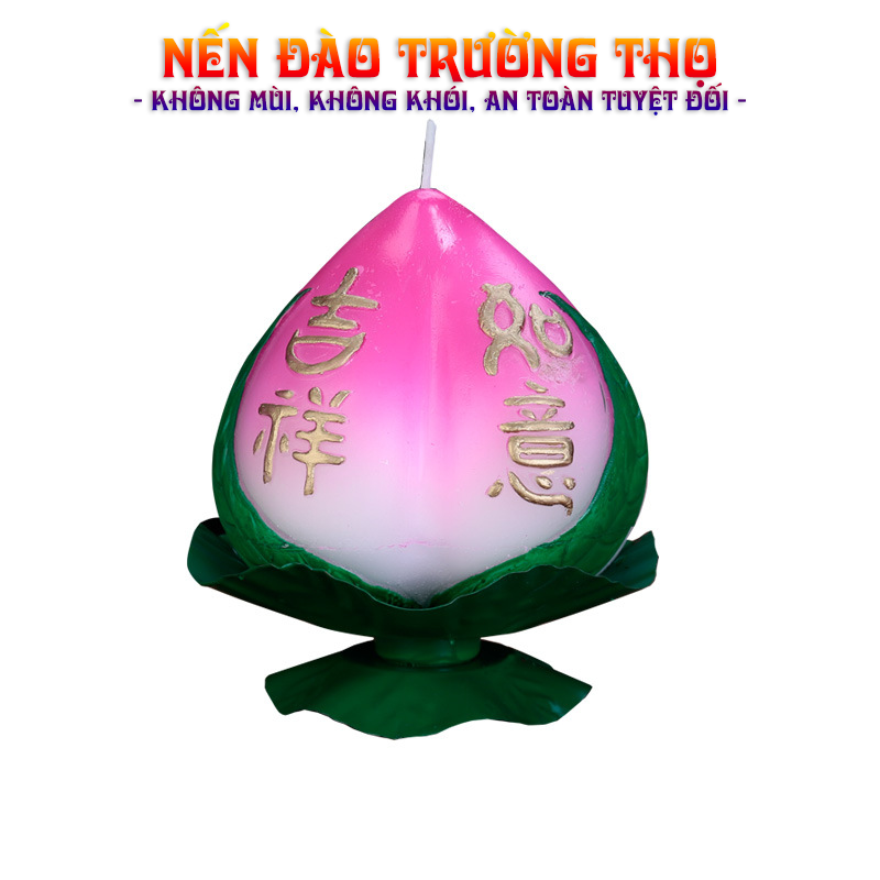 Nến Đào Trường Thọ, Nến Ban Thờ Tự Nhiên Nguyên Chất, Nến Thực Vật An Toàn Cho Sức Khoẻ, Không Mùi, Không Khói