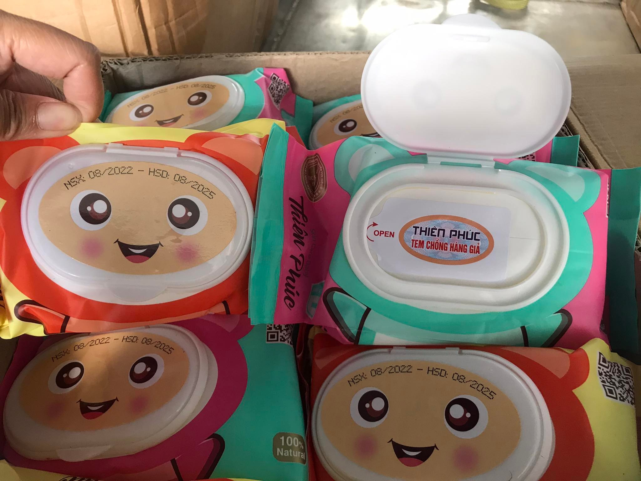 Bịch Khăn giấy ướt hình gấu Thiên Phúc không mùi an toàn cho bé