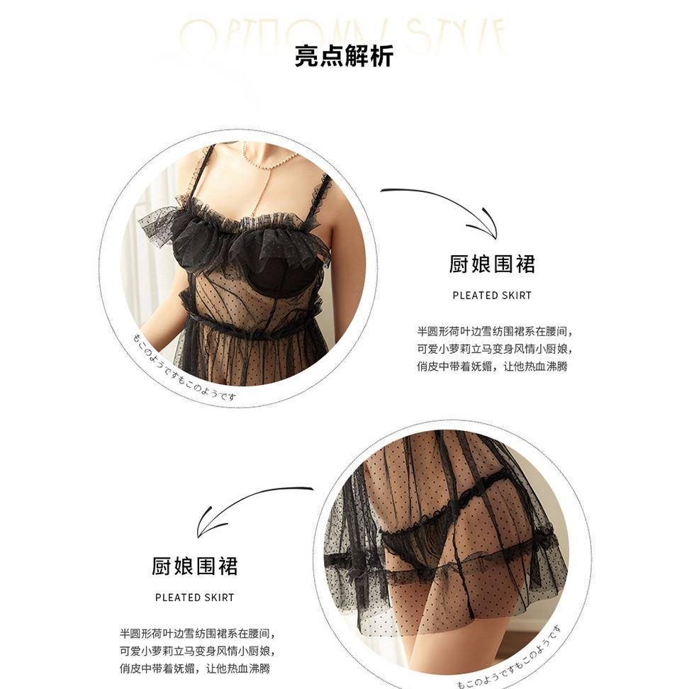 Váy ngủ ren bèo chấm bi sexy điệu đà ST01