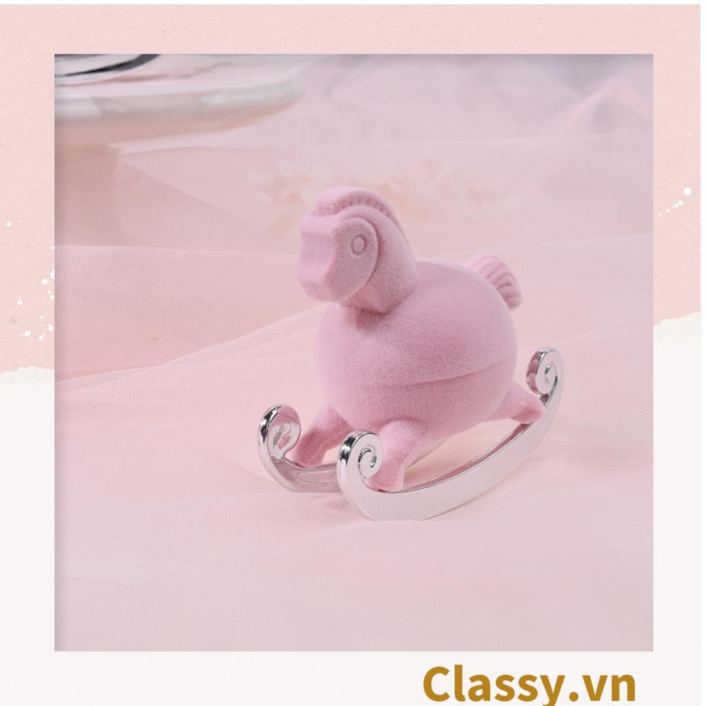 Hộp đựng nhẫn Classy, đựng trang sức hình chú ngựa hồng độc đáo Q1304