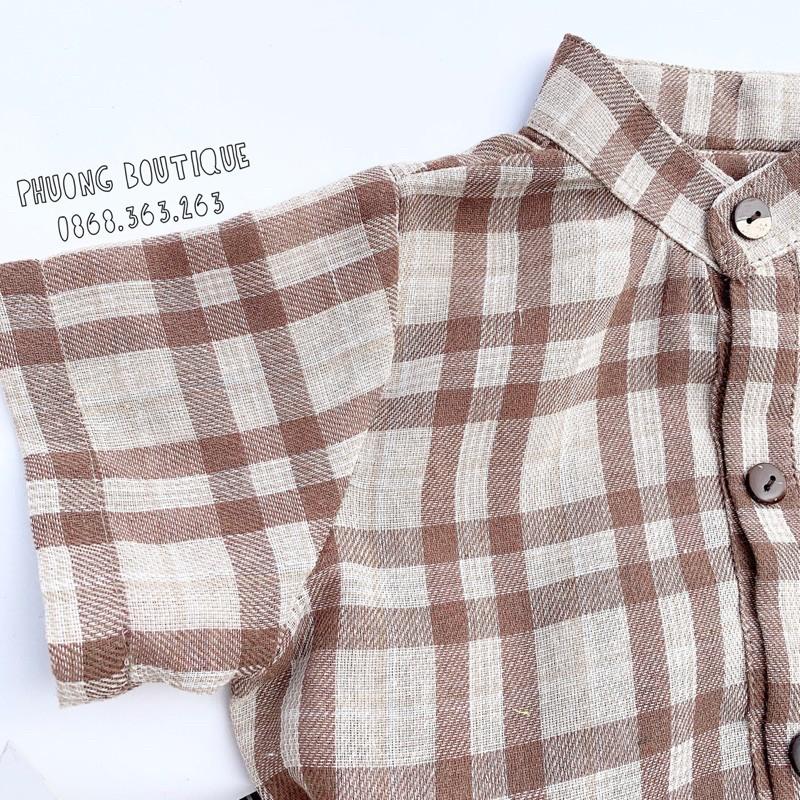 Bộ Đồ Bé Trai hoạ tiết kẻ Phuong Boutique