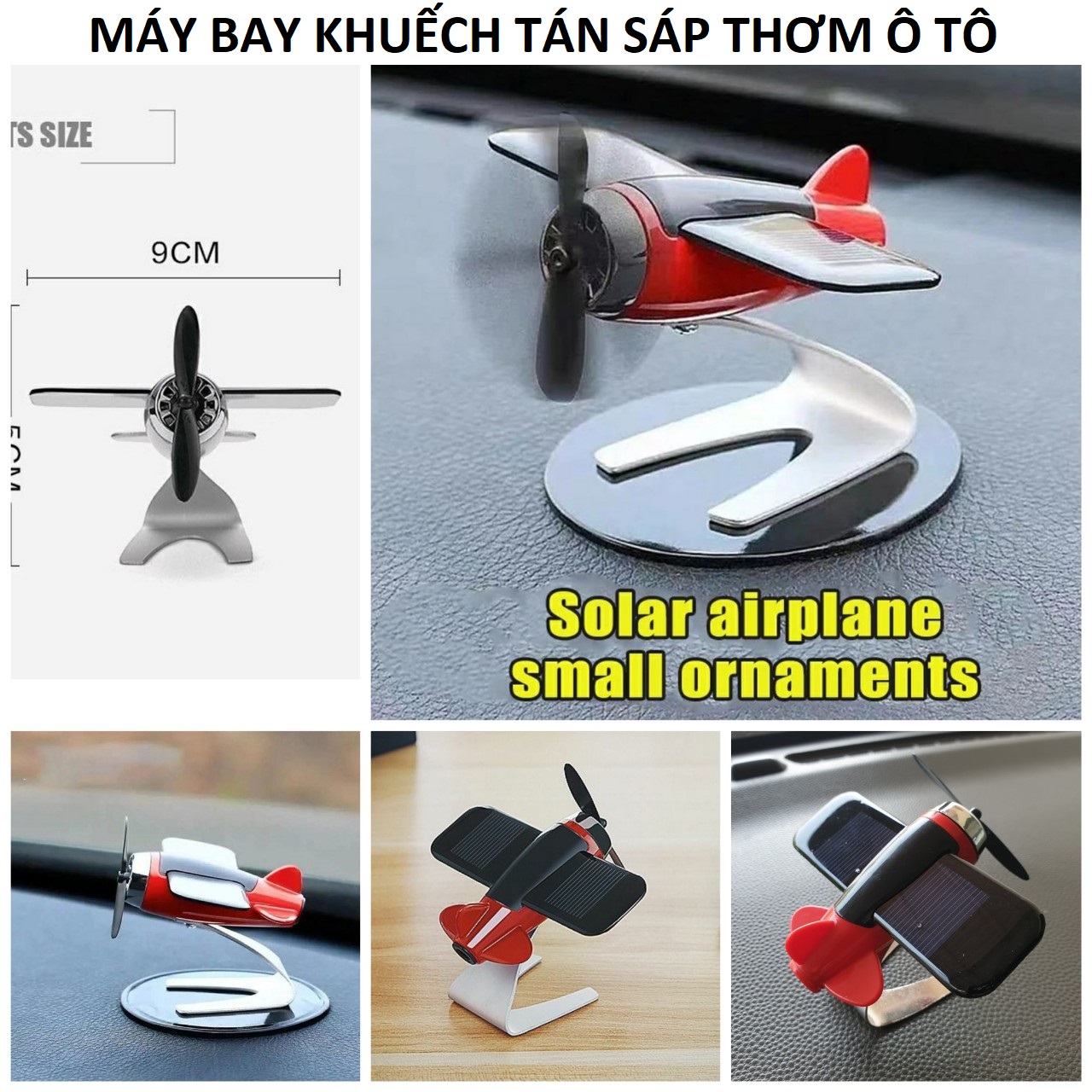 Máy bay trang trí xe hơi khuếch tán sáp thơm năng lượng mặt trời lắp các xe cực đẹp mẫu mới , đồ chơi xe hơi