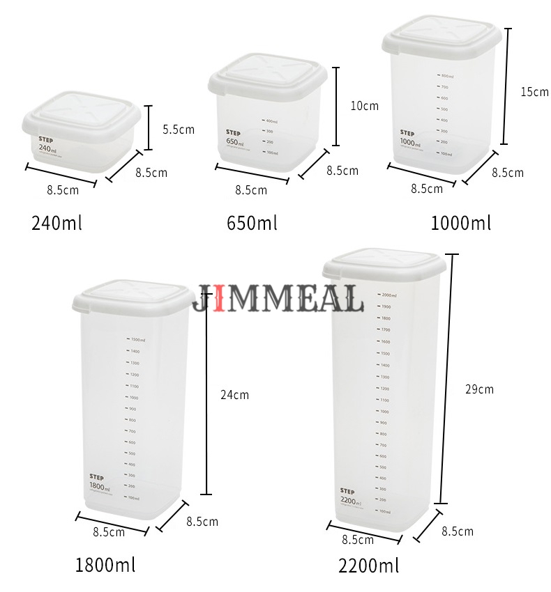 Hũ Nhựa, Lọ Nhựa, Hộp Nhựa Vuông Đựng Thực Phẩm, Ngũ Cốc Có Thang Chia Vạch Định Mức 240ml 650ml 1000ml 1800ml 2200ml