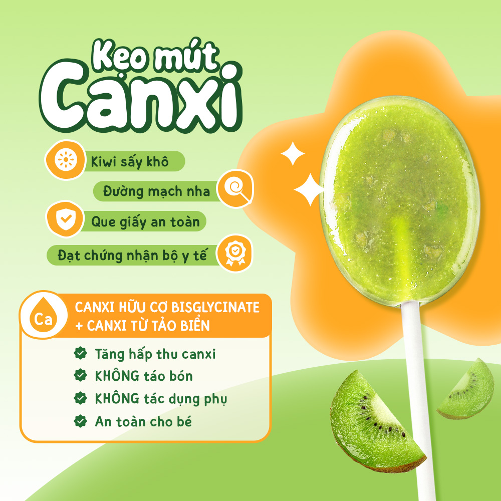 ZuZuKids Kẹo Mút Vi Chất Bổ Sung Canxi Cho Bé Vui Khỏe - Dây 10 que &amp; Hộp 20 que