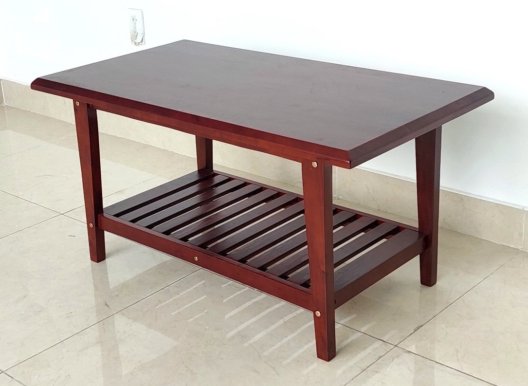 Bàn Trà, Bàn Sofa Gỗ Có Kệ 100*55 cm Dày Dặn Chắc Chắn - Gỗ Song Bản