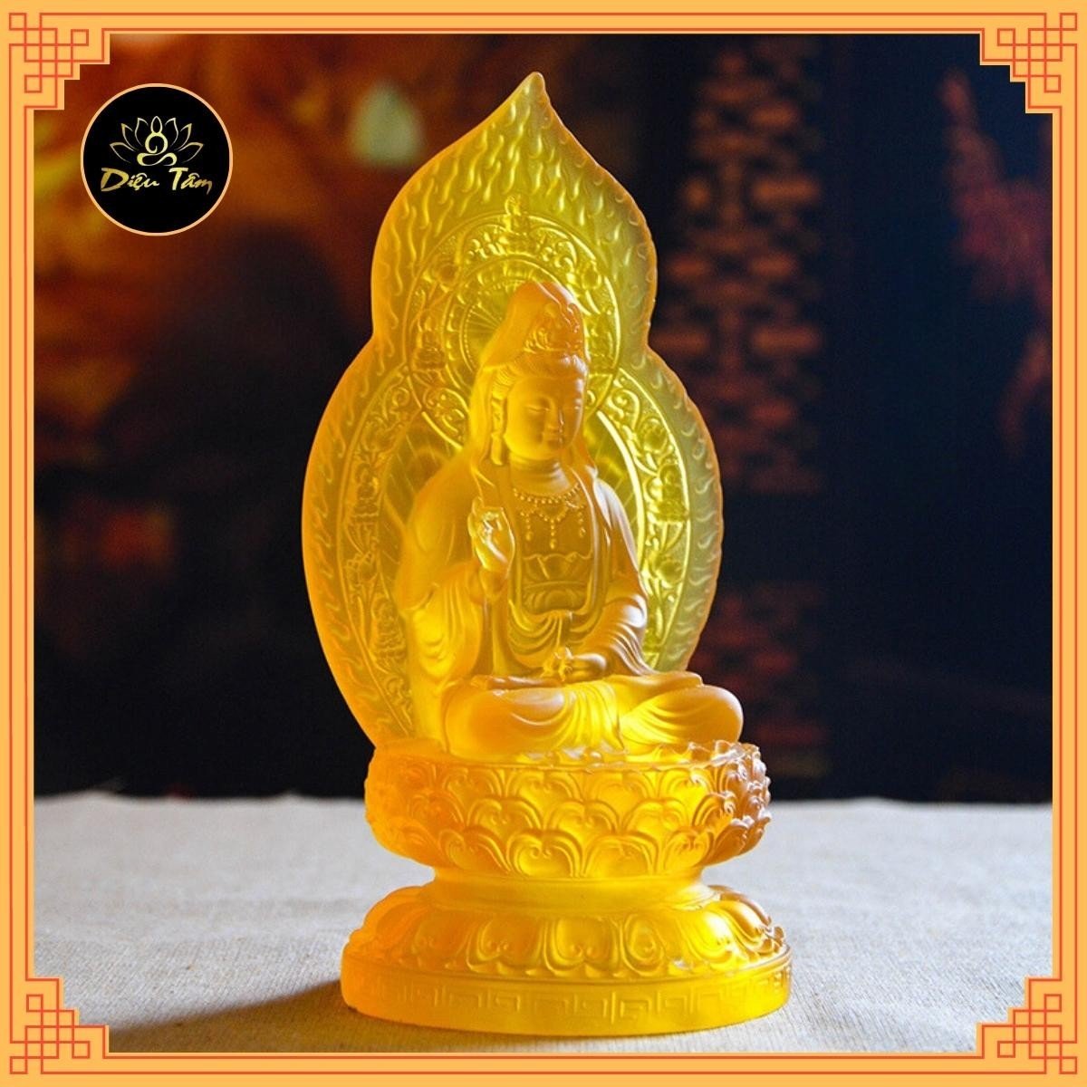 Tượng Phật Quan Âm Bồ Tát tượng quan âm lưu ly Size 18cm Để Trang trí Ô Tô đồ thờ cúng phong thủy shop Diệu Tâm