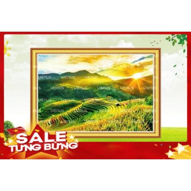 Tranh ĐÍNH ĐÁ Phong Cảnh Ruộng Bậc Thang VS135 |86x60cm| Chưa đính