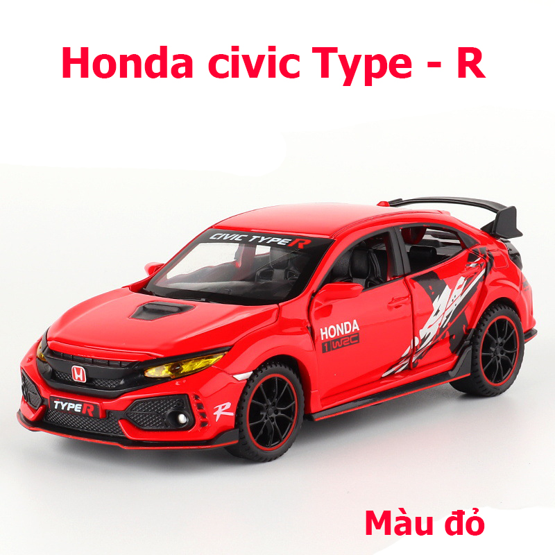 Đồ chơi mô hình xe Hon.da Civic Type - R bản giới hạn KAVY - 18 bằng hợp kim nguyên khối có nhạc đèn chạy cót mở được cửa