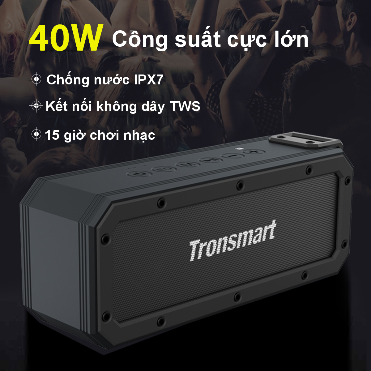 Loa di động Bluetooth chống nước IPX7 40W Tronsmart Element Force+ - hàng chính hãng 