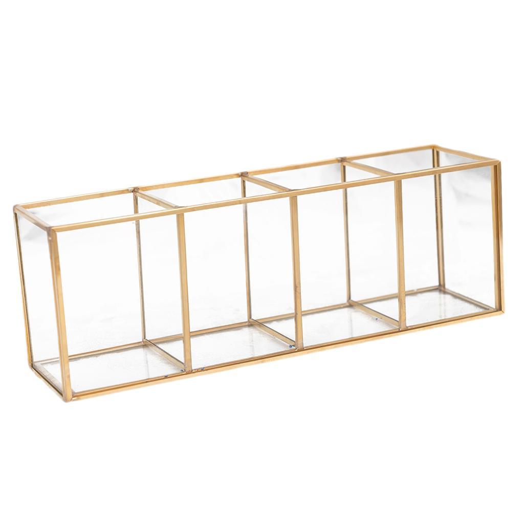 Gold Brush Storage Pen Pencil Pot Holder Container Desk Organizer Accessory