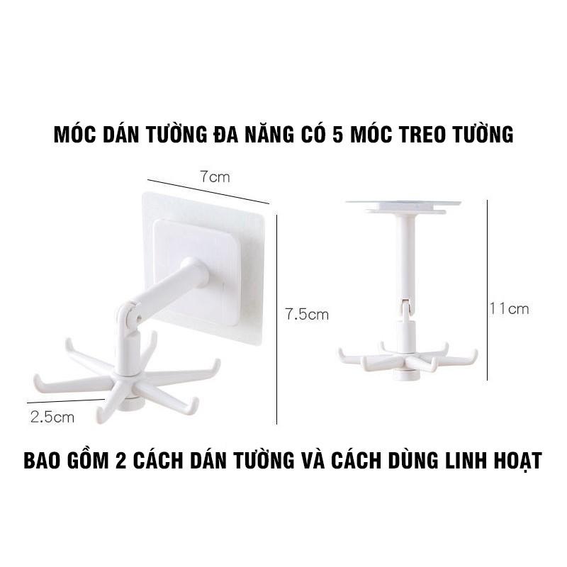 Móc Dán Tường Đa Năng Có 5 Móc Treo