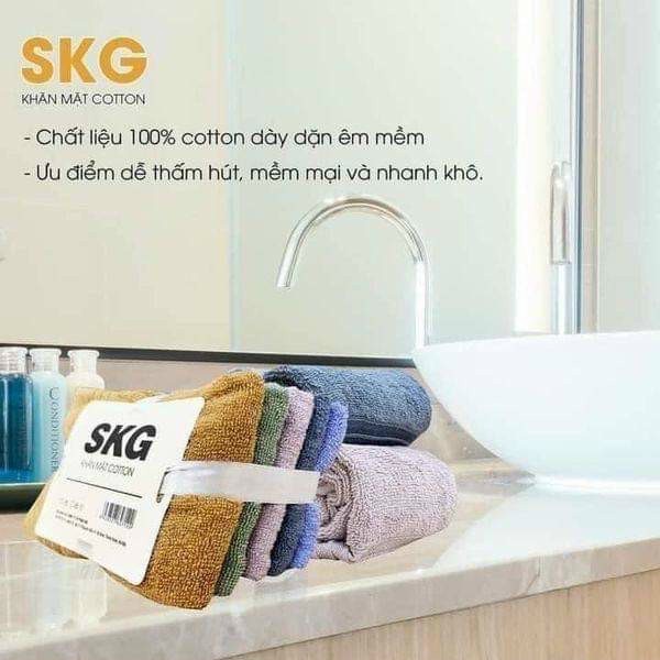 Khăn mặt chất liệu cotton SKG thấm hút tốt