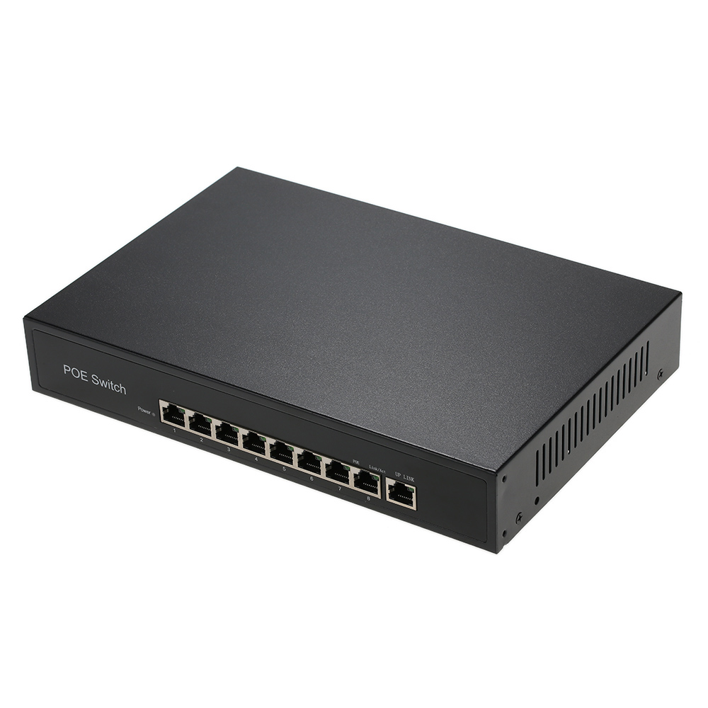 Bộ nguồn tích hợp AP VoIP 1 + 8 cổng 10 / 100Mbps PoE Switch Injector qua Ethernet IEEE 802.3af cho máy ảnh