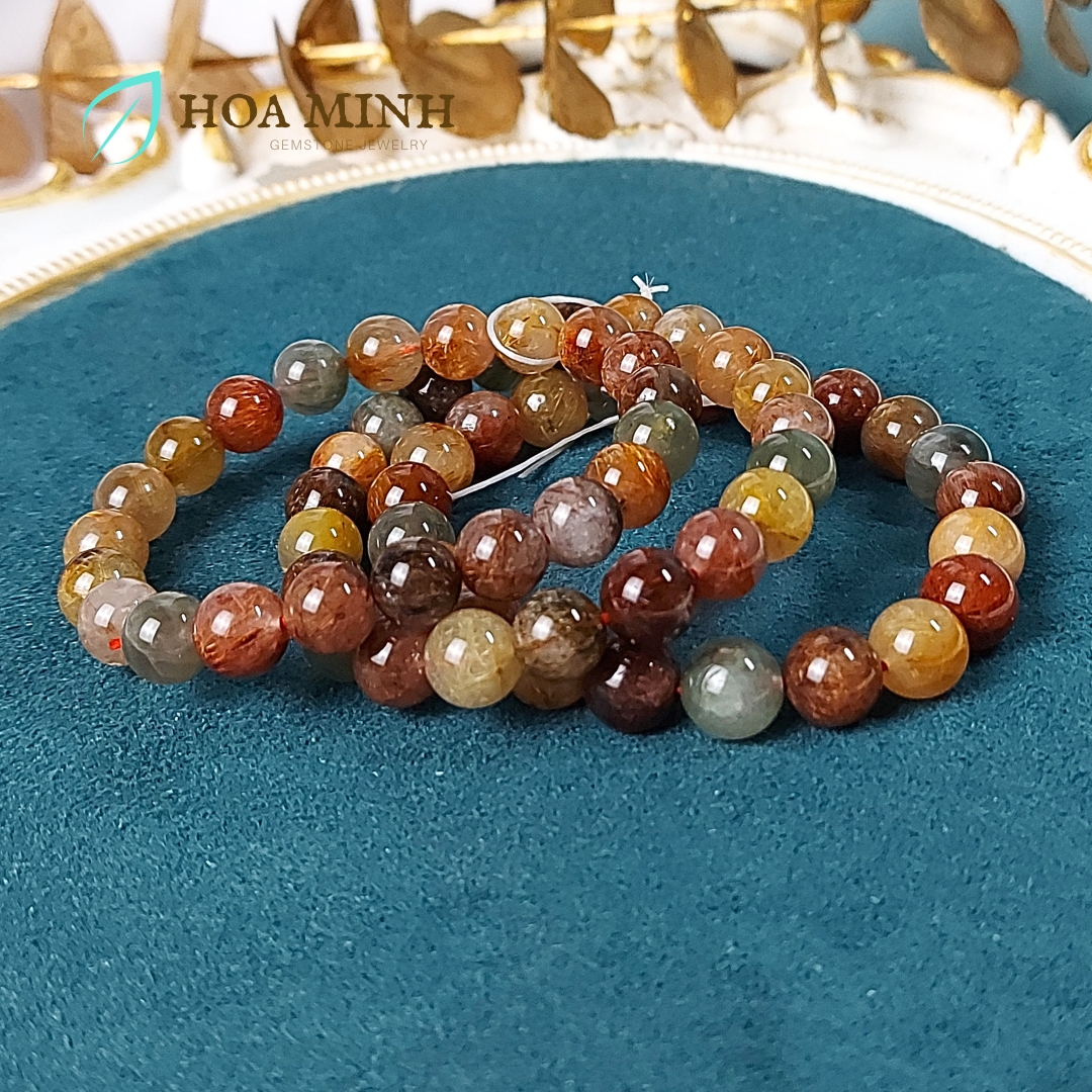 Vòng tay đá Thạch Anh Tóc tam tài size 9 li Thạch Anh Tóc Đỏ Thạch Anh Tóc Vàng Thạch Anh Tóc Xanh