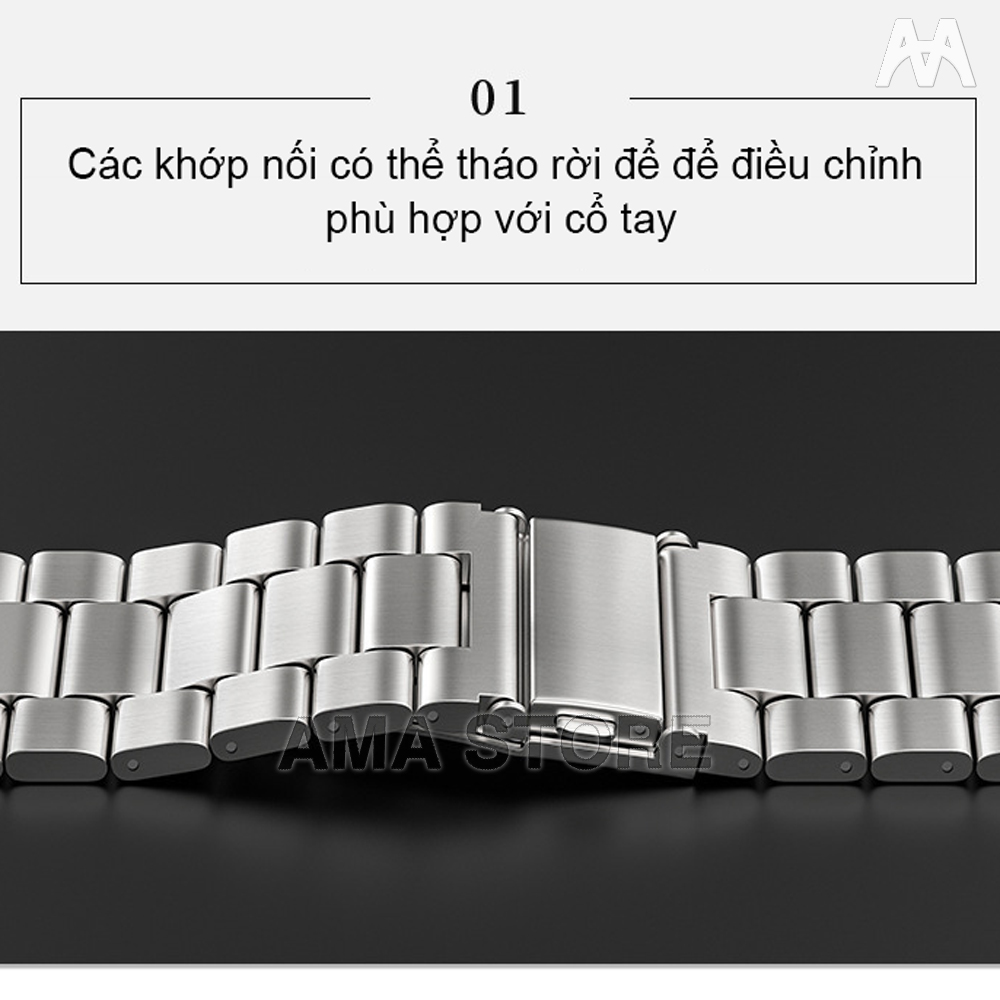 Dây đeo Đồng hồ nam nữ Khóa bướm Chất liệu Thép không gỉ size 22mm Phù hợp cho Đồng hồ AMA H10 và các Đồng hồ khác có cùng Kích thước Hàng nhập khẩu