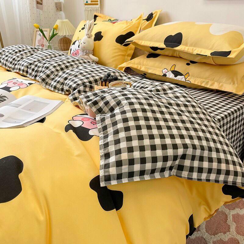 Bộ chăn ga gối drap Cotton Poly M2T bedding chăn ga Hàn Quốc miễn phí bo chun ga giường - bò ôm dâu