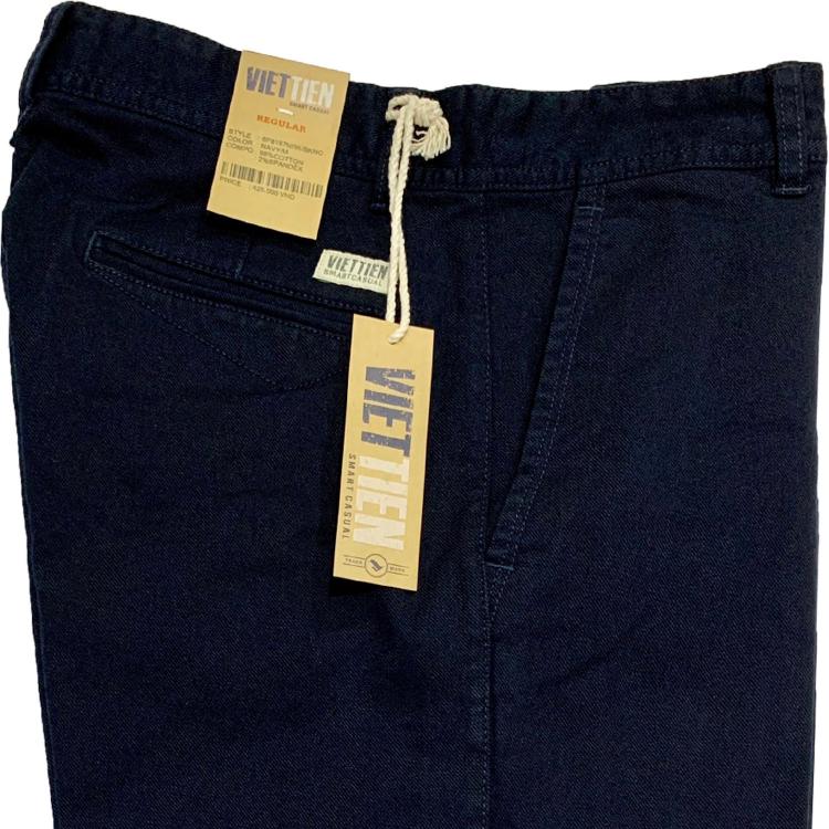 Viettien - Quần short nam kaki màu xanh đen 6P8167-6P8169 - Regular