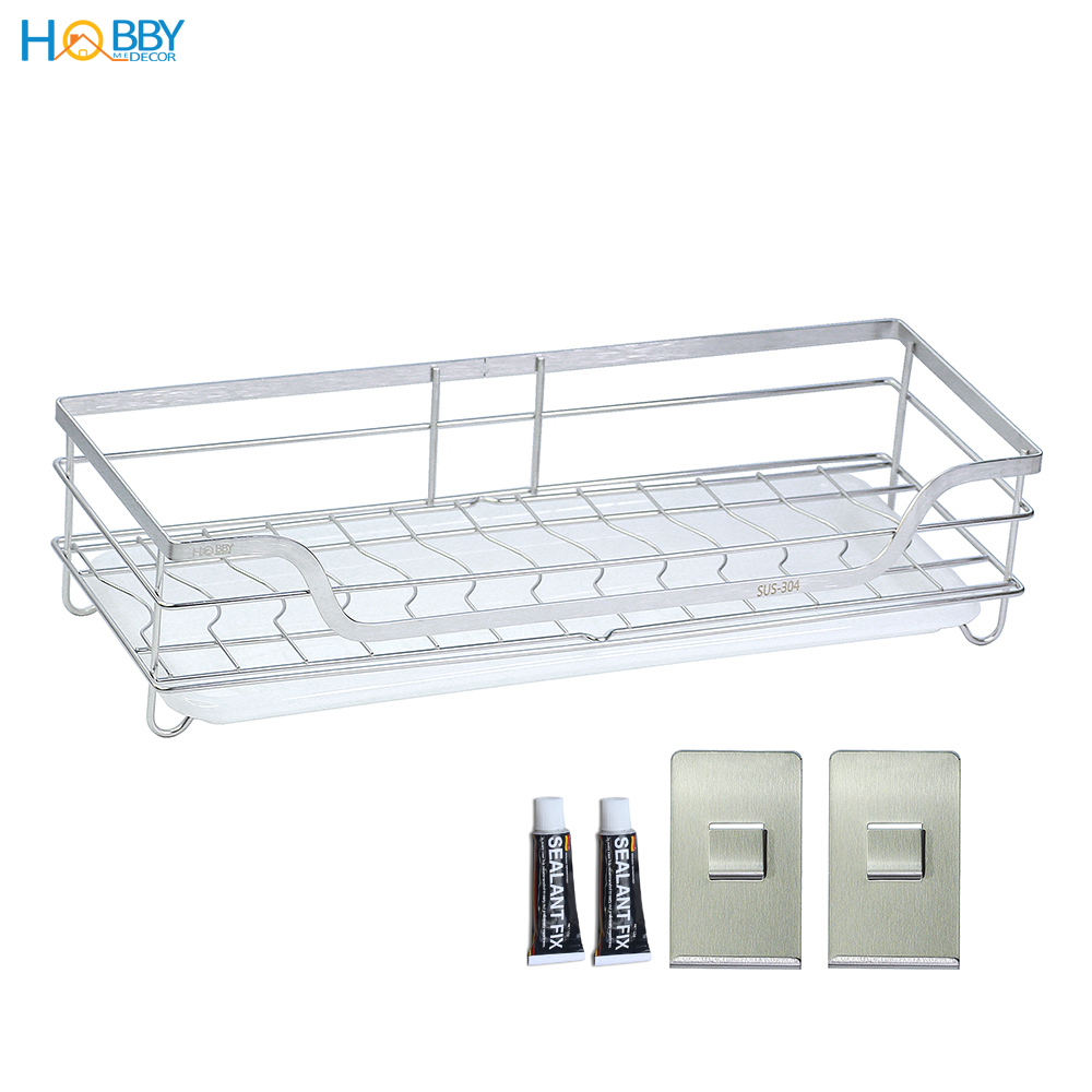 Kệ đựng chén dán tường nhà bếp Hobby Home Decor KCH Inox 304 không rỉ, kèm keo dán siêu dính