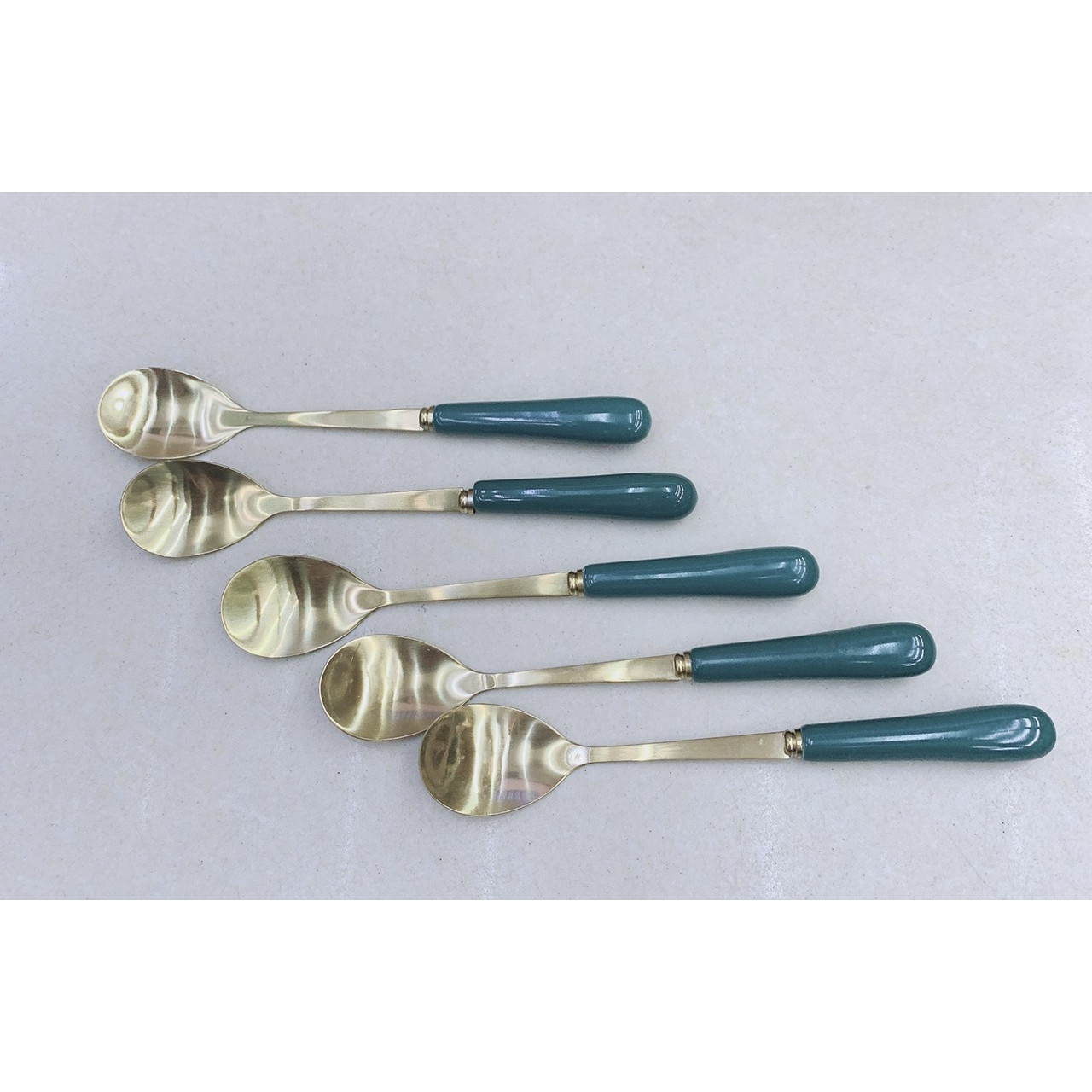 COMBO 6 THÌA CÁN SỨ CAMELIA THÂN MẠ VÀNG  PHA TRÀ CÀ PHÊ - ANTH421