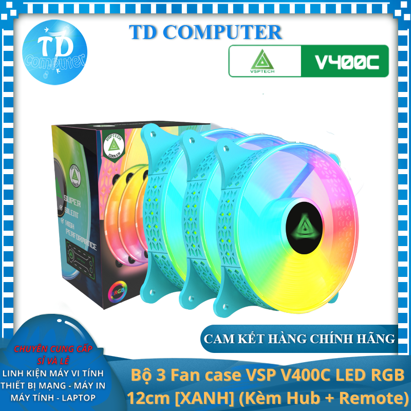 Bộ 3 Fan case VSP V400C LED RGB 12cm - Hàng chính hãng Tech Vision phân phối