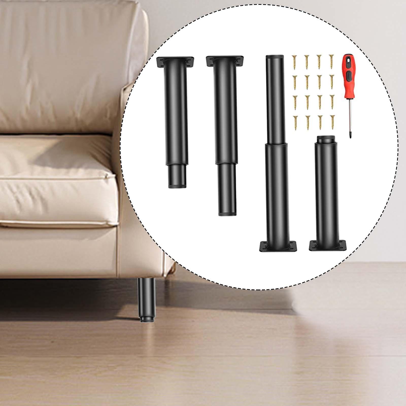 4 Pieces Bed Leg Support Feet Adjustable Height Replacement Leg Heavy Duty Steel Adjustable Leg for Table for Dressing Table Furniture Sofa