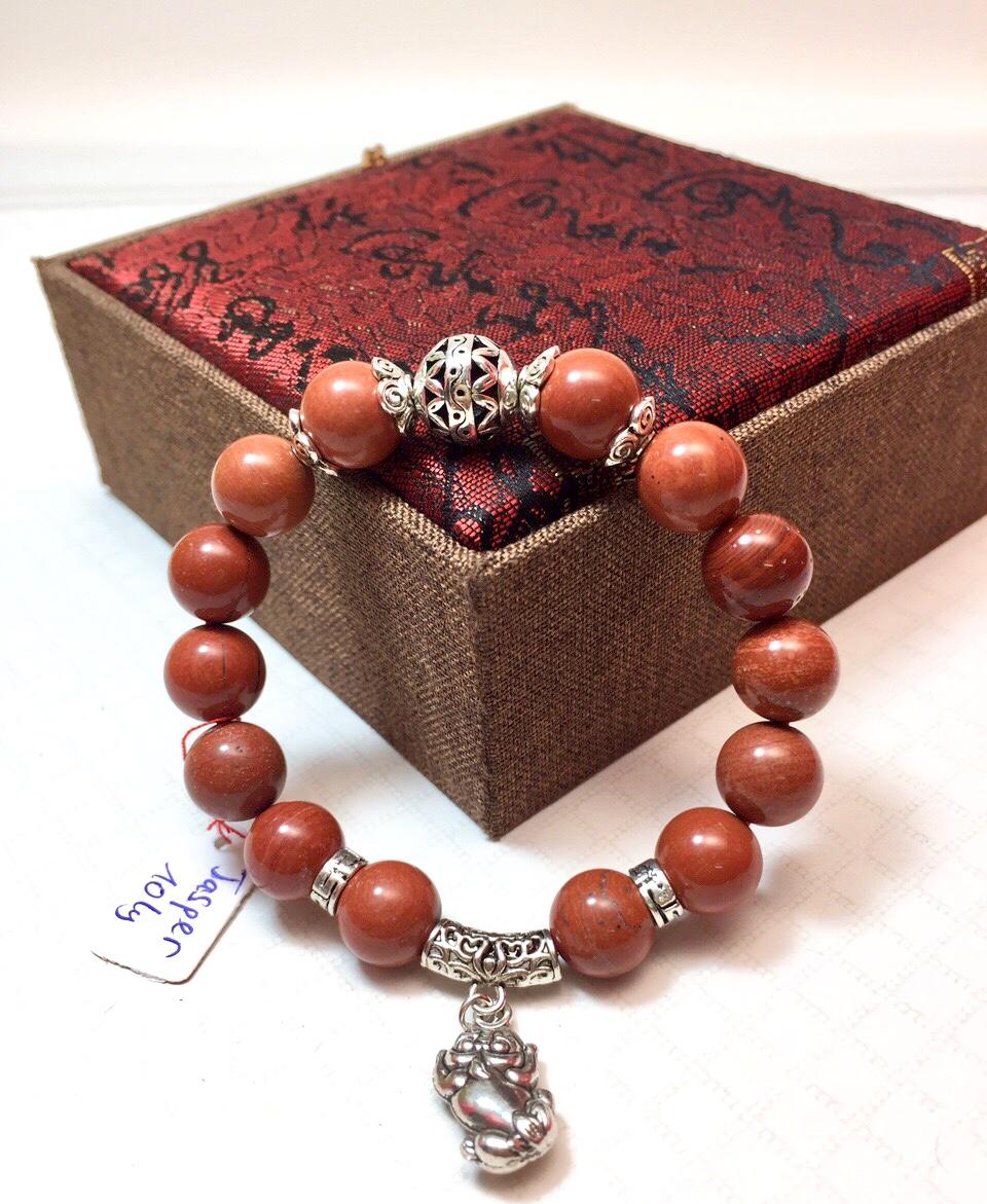 Vòng tay phong thủy đá Jasper đỏ thiên nhiên 10 ly
