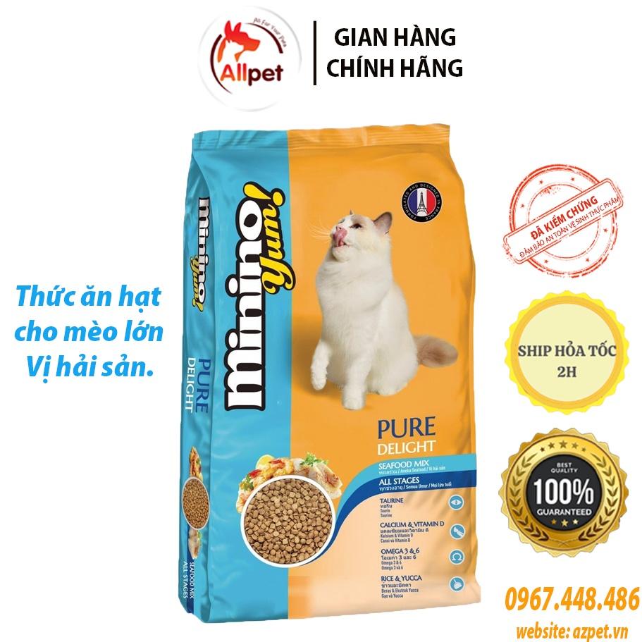 Thức ăn cho mèo Minino Yum - 1,5kg. Hạt khô cho mèo Minino. Thức ăn khô cho mèo lớn hương vị hải sản.