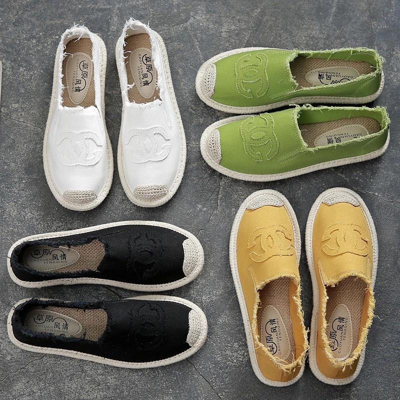 Slip on cói nữ - Giày lười vải nữ cao cấp - Vải thô 2 màu đen và trắng- Mã SP 310