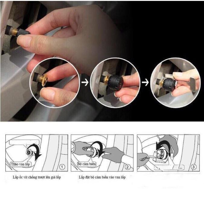 Cảm Biến Áp Suất Lốp Ô Tô TPMS Phiên Bản QUỐC TẾ, dùng Năng Lượng Mặt Trời