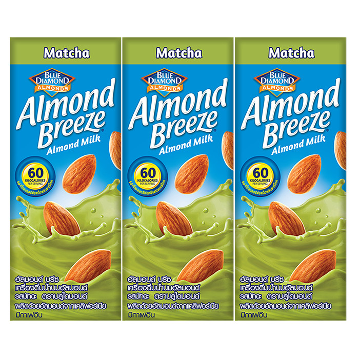 Lốc 3 sản phẩm Sữa hạt hạnh nhân ALMOND BREEZE MATCHA 180ml - Sản phẩm của TẬP ĐOÀN BLUE DIAMOND MỸ - Đứng đầu về sản lượng tiêu thụ tại Mỹ