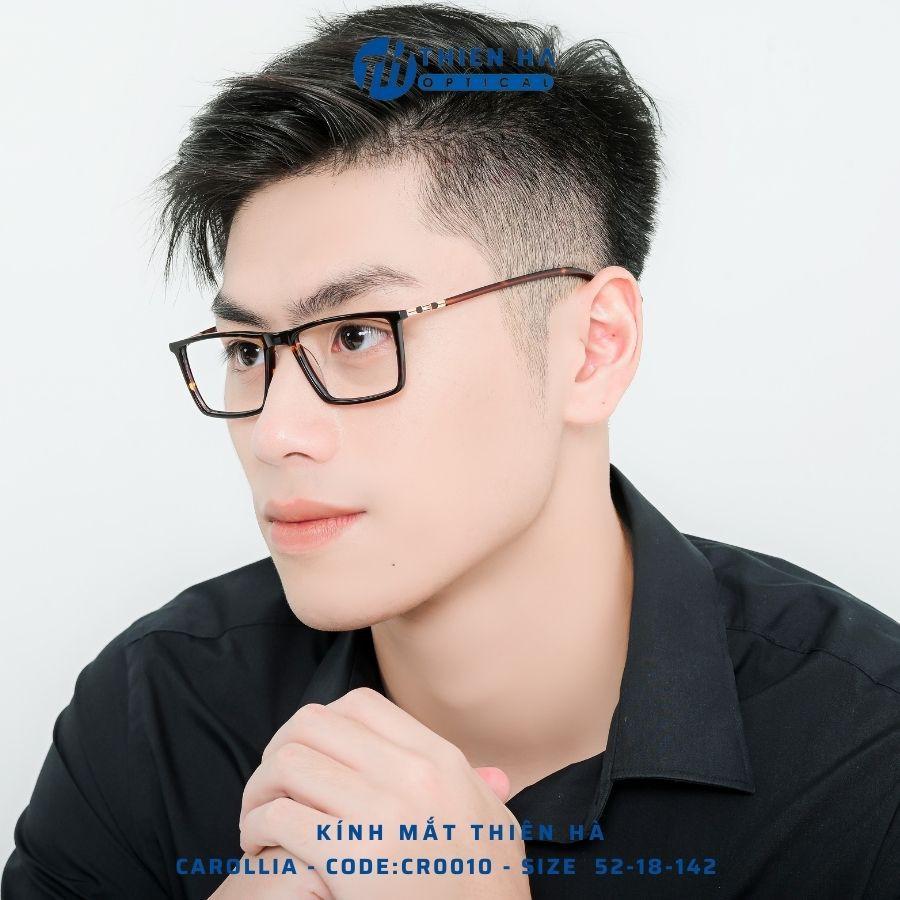 Gọng kính vuông nam nữ cao cấp Thiên Hà OPTICAL chất liệu nhựa ACETATE càng METAL size vừa và nhỏ dễ đeo CAROLLIA CR0010