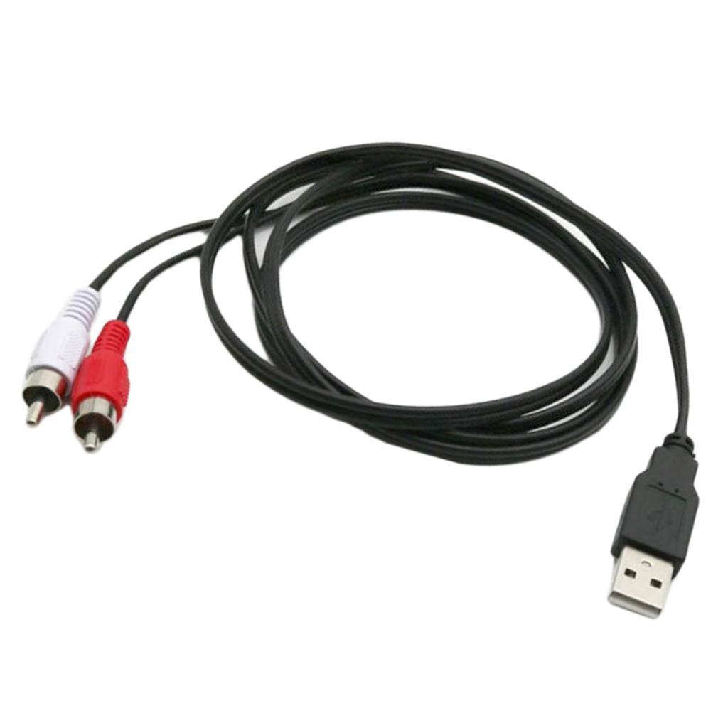 2X USB A Male Plug To 2 RCA Female AV Cable Aux Adapter TV Television Cord 1.5m