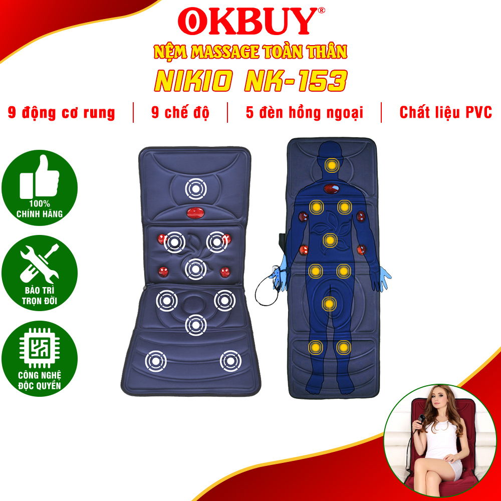 Đệm [Nệm] Massage Toàn Thân Cao Cấp Nikio NK-153  - Máy Massage Toàn Thân Tích Hợp Đèn Hồng Ngoại
