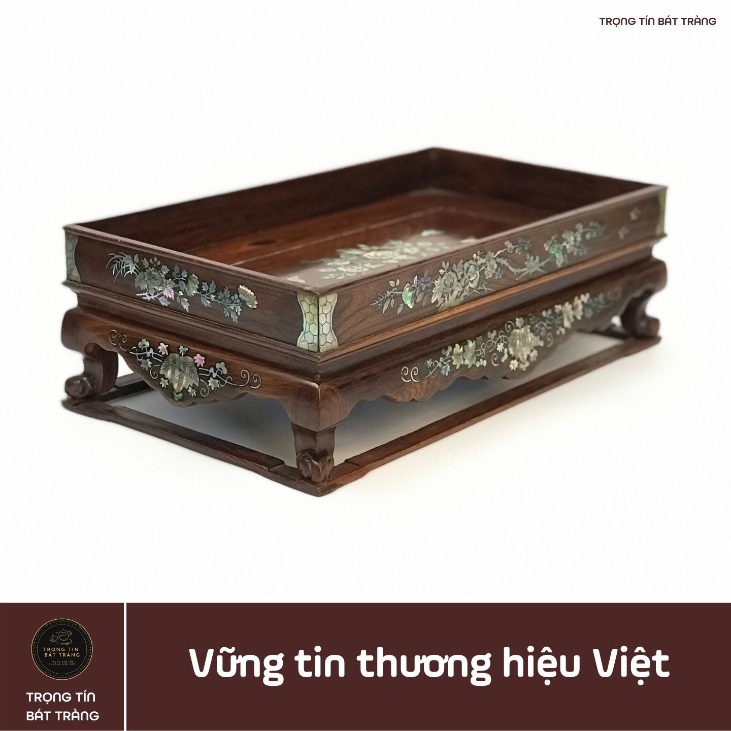 Khay Trà Gỗ Cẩm Hình Chữ Nhật Kích Thước 35*20,5*11 cm KT 86