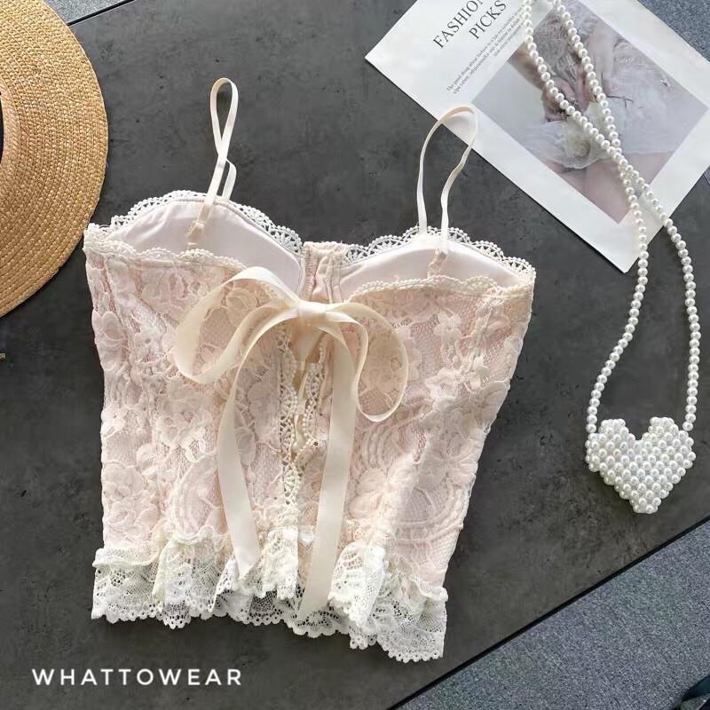Bralette đan dây lưng sẵn mút ngực và lót
