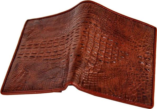Ví Nam Da Cá Sấu Nguyên Con Kiểu Đứng Huy Hoàng HT2239 (12.5 x 10 cm) - Nâu Đất