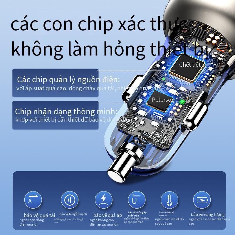 Phong cách mới nhất Bộ sạc xe hơi Pinsheng hợp kim nhôm mờ màn hình kỹ thuật số cổng kép sạc siêu nhanh bộ sạc xe hơi một lần kéo hai phích cắm chuyển đổi