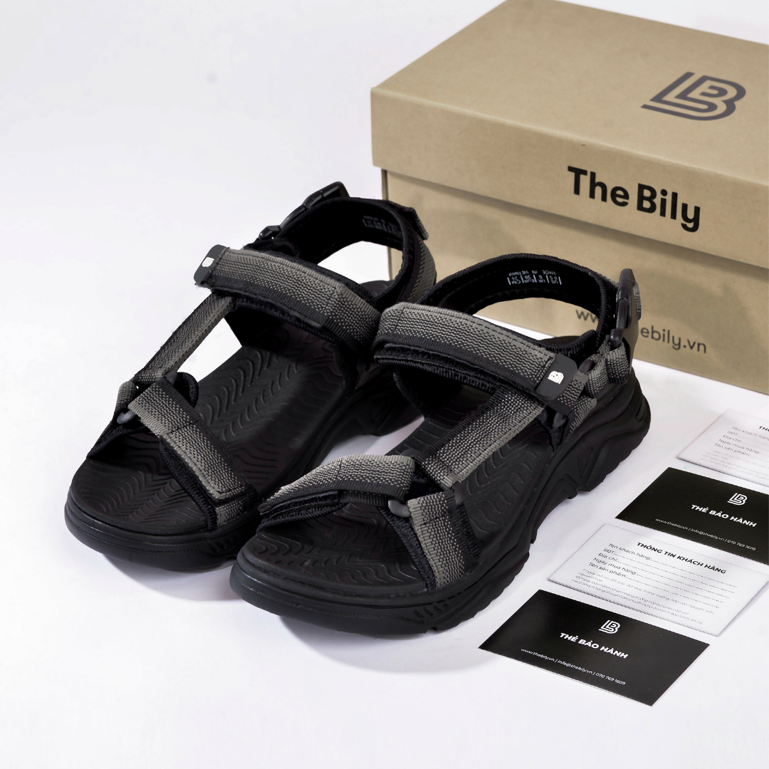 Giày Sandal Nam The Bily  Quai Chéo - Xám Thổ Cẩm BL01XTC