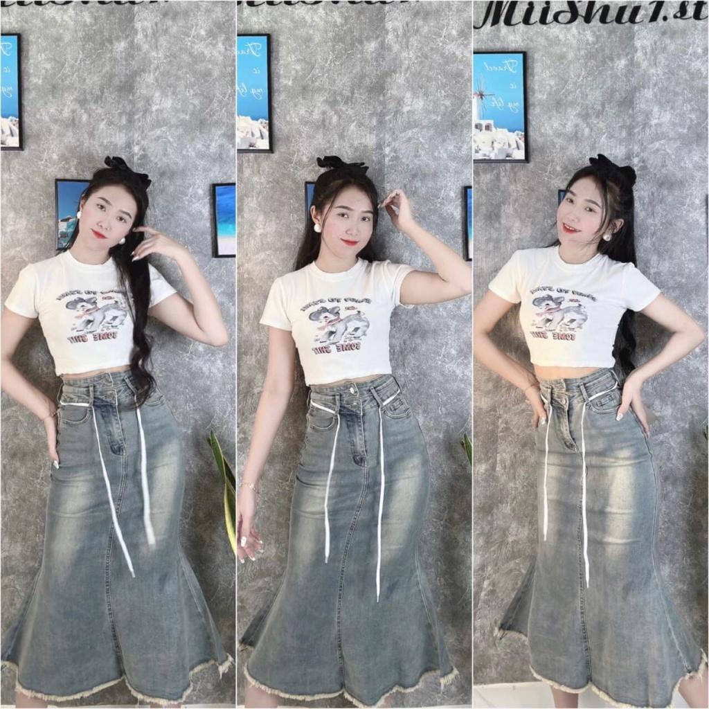 Áo thun Croptop ôm body in hình thỏ dễ thương