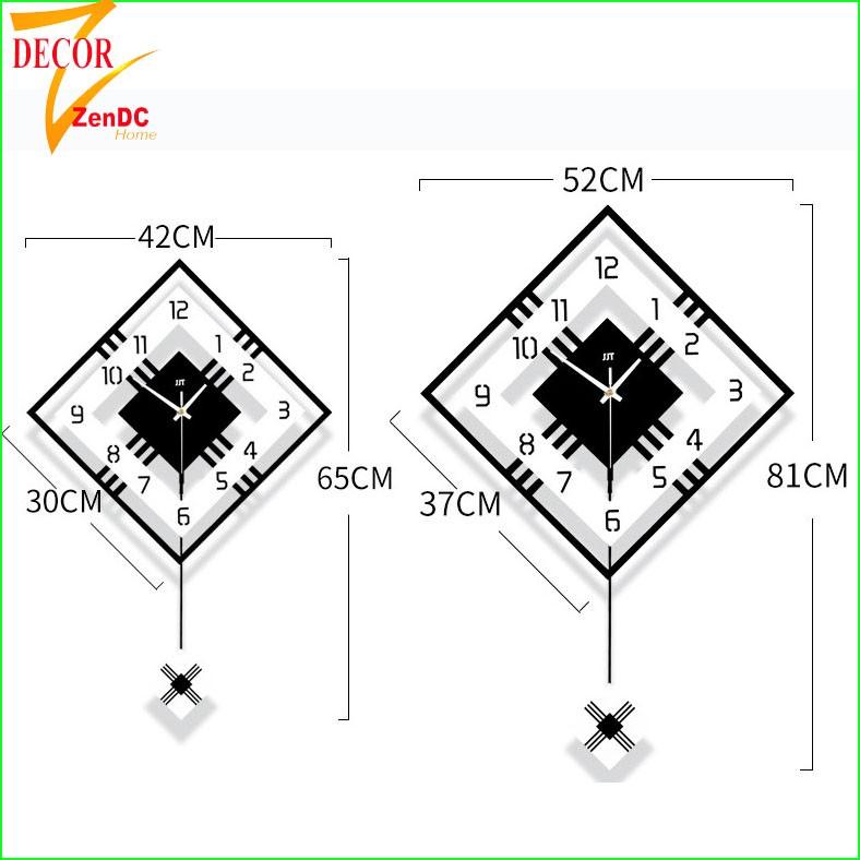 Đồng hồ treo tường trang trí quả lắc đẹp (Tặng Decal trang trí + Bộ Kim dự phòng + Đinh treo chống hỏng tường) - DC005