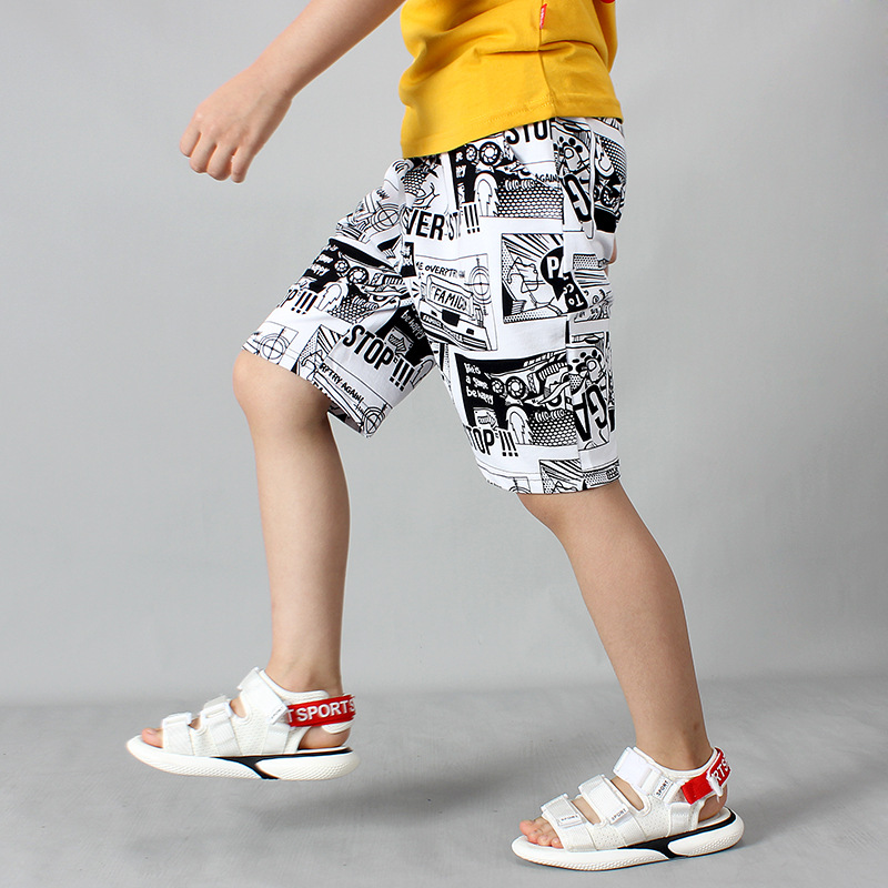 Quần thun trẻ em size đại TrueKids, Quần short thun cho bé trai phối chữ họa tiết