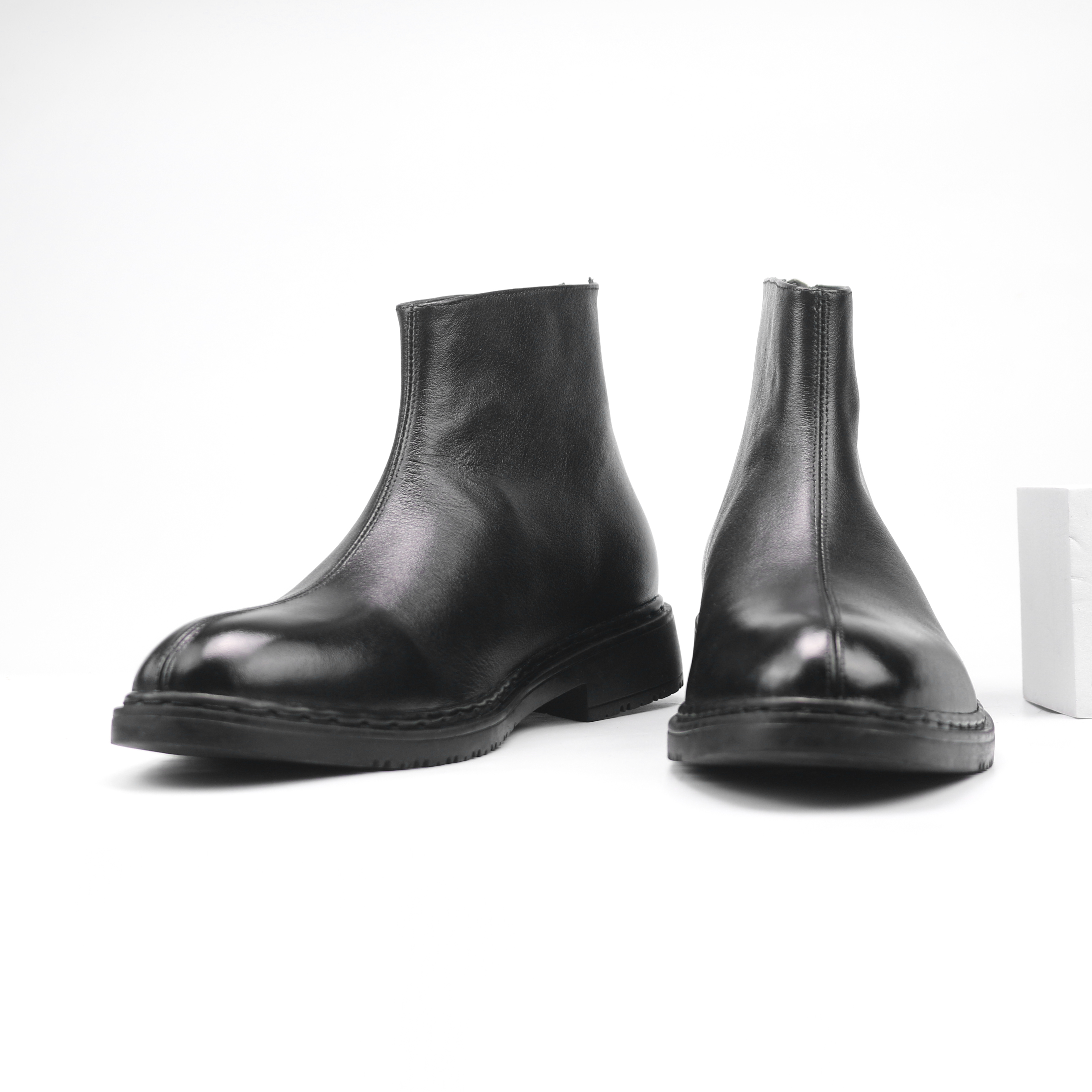 Giày Boots Chelsea zip Boot Black da bò